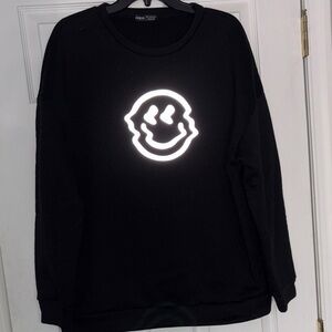 SHEIN Black Sweatshirt with Smiley Face
